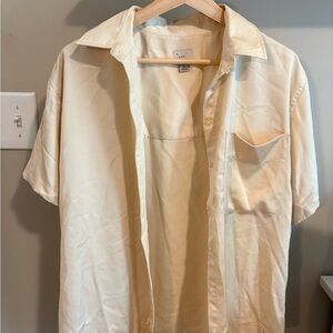 Satin Cream Short Sleeve Shirt